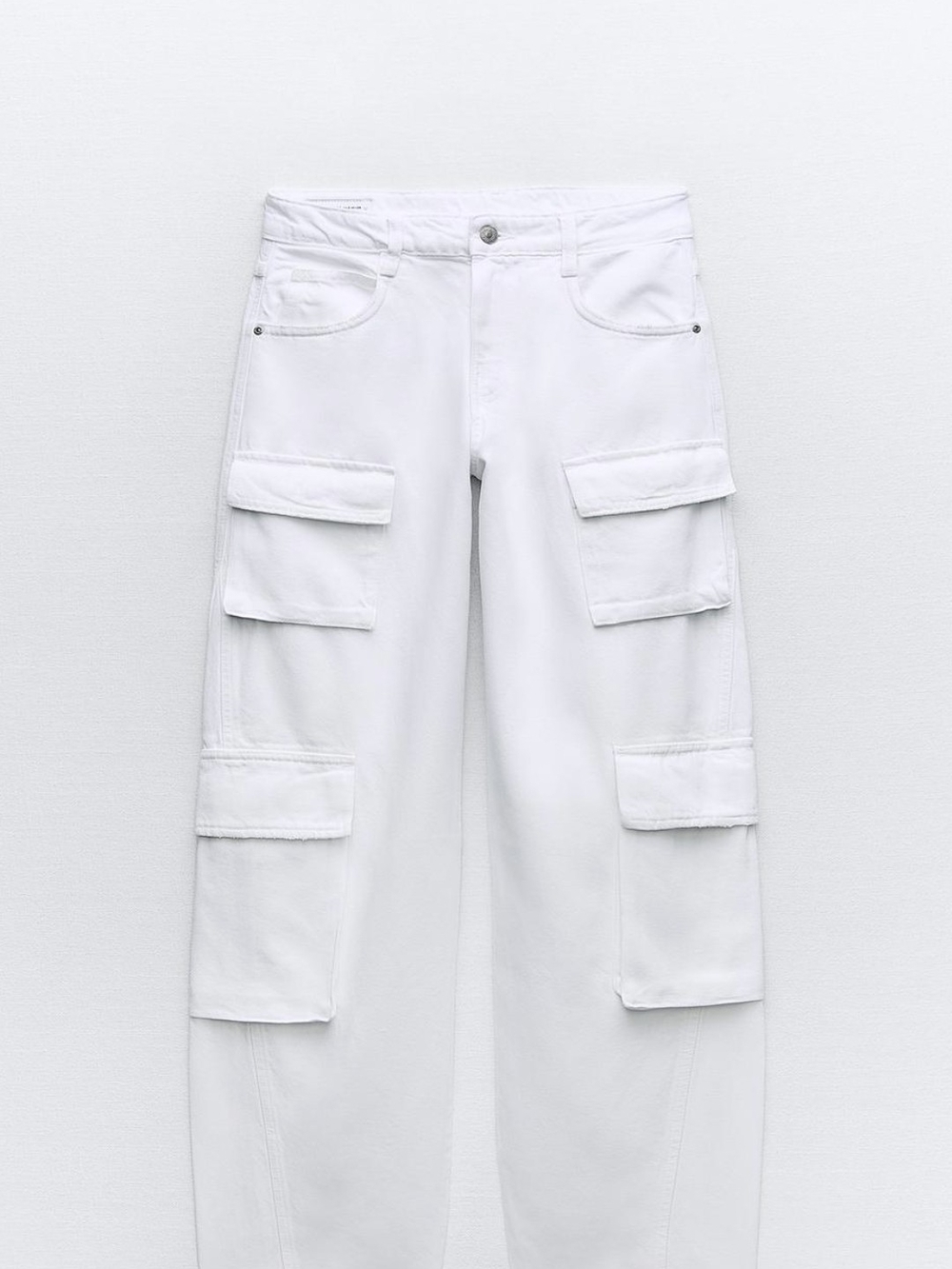 White Cargo Jeans for Women- Minimal Utility Style